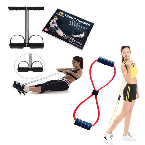 Consonantiam Tummy Trimmer Stomach and Weight Loss Equipment with Chest Expander Rope Workout Pulling Exerciser Fitness Exercise Tube Sports Yoga for Men and Women