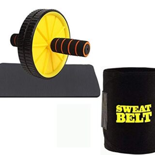 CONSONANTIAM AB Wheel Roller Abdominal Workout for Exercise with Knee Mat and Adjustable Sweat Waist Belt - Belly/Tummy Fat Burner for Men & Women