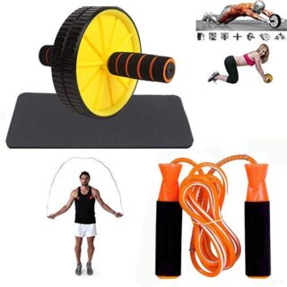 CONSONANTIAM AB Wheel Roller Abdominal Workout for Exercise and Knee Mat and Skipping Rope Jump Skipping Rope for Men, Women- Multicolor