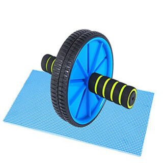 KS HEALTHCARE GB Product Men's AB Wheel Roller Abdominal Workout for Exercise and Knee Mat (Silver and Black)