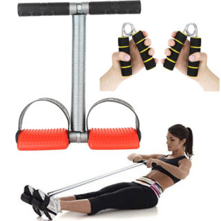 Consonantiam Tummy Trimmer Stomach and Weight Loss Equipment -Single Spring Red with Hand Gripper Forearm Exerciser Wrist (Two Piece) Fitness Foam Hand Grip,Hand Gripper, Strength Trainers