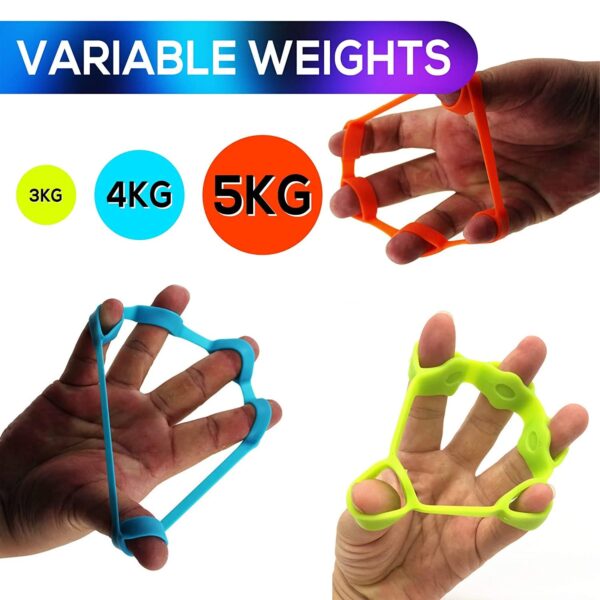 CONSONANTIAM Finger Exerciser Hand Grip Strengthener||Palm Exercising Tool With Different Resistance Level||Finger Stretcher Resistance Band Multicolor (Set of 3) - Image 4