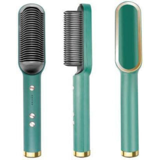 CONSONANTIAM Hair Straightener Comb for Women & Men, Brush Machine PTC Heating Electric with 5 Temperature Control air Straightening Comb, Fast Heating,Assorted Color (Color-Black)