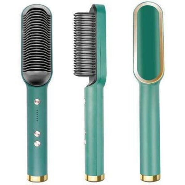CONSONANTIAM Hair Straightener Comb for Women & Men, Brush Machine PTC Heating Electric with 5 Temperature Control air Straightening Comb, Fast Heating,Assorted Color (Color-Black)