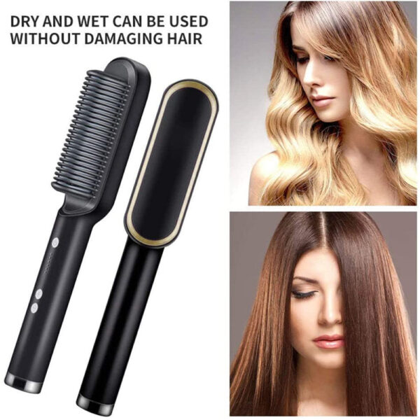 CONSONANTIAM Hair Straightener Comb for Women & Men, Brush Machine PTC Heating Electric with 5 Temperature Control air Straightening Comb, Fast Heating,Assorted Color (Color-Black) - Image 3