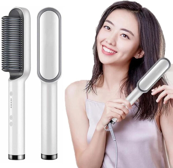 CONSONANTIAM Hair Straightener Comb for Women & Men, Brush Machine PTC Heating Electric with 5 Temperature Control air Straightening Comb, Fast Heating,Assorted Color (Color-Black) - Image 4
